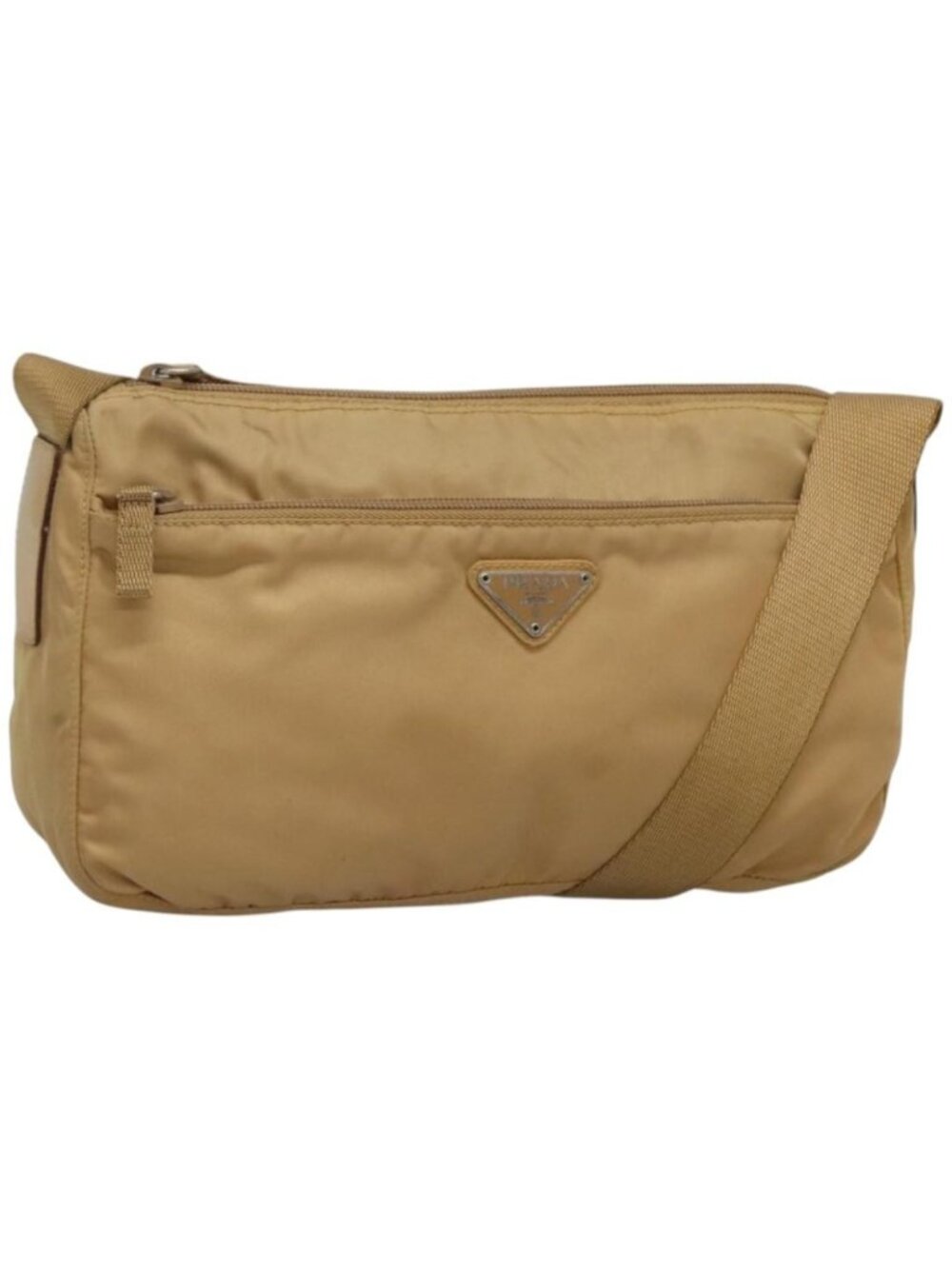 PRADA Shoulder Bag Nylon Beige Silver